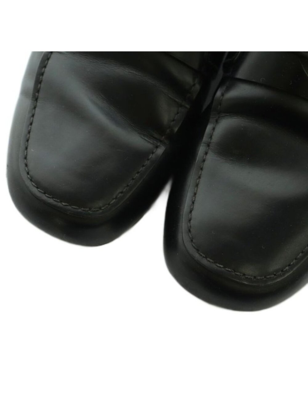 Prada Brushed Leather Loafers Moccasins Cowhide 6 Black - Picture 3 of 9